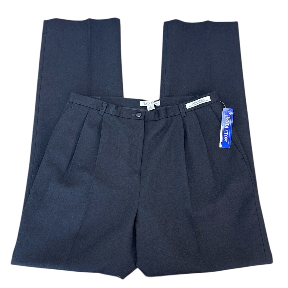 Pendleton Charcoal 100% Virgin Wool Pleated Trousers 12 Preppy Classic